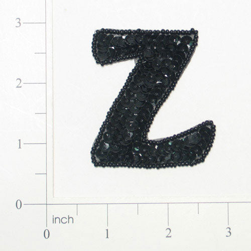 Letter Z Sequin Applique/Patch Black Sequin & Beaded Appliques