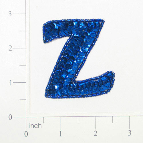 Letter Z Sequin Applique/Patch Blue Sequin & Beaded Appliques