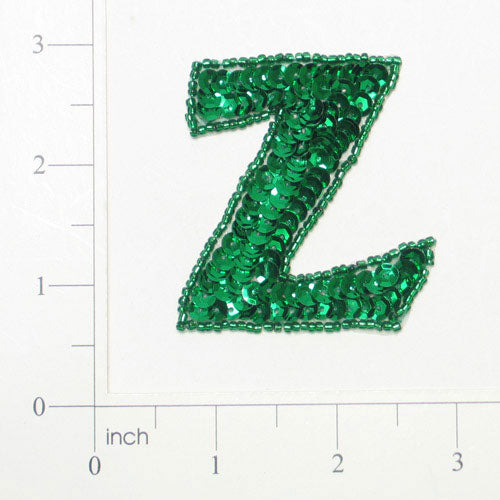 Letter Z Sequin Applique/Patch Green Sequin & Beaded Appliques