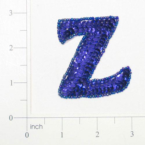 Letter Z Sequin Applique/Patch Purple Sequin & Beaded Appliques