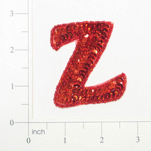 Letter Z Sequin Applique/Patch Red Sequin & Beaded Appliques