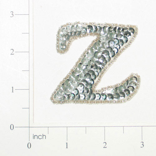 Letter Z Sequin Applique/Patch Silver Sequin & Beaded Appliques