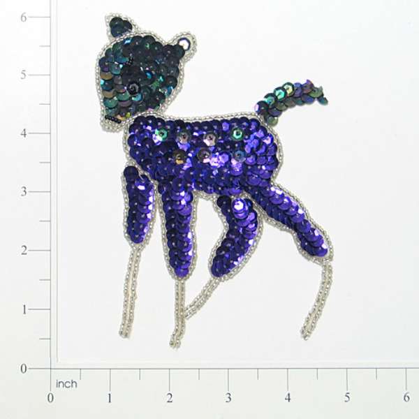 Deer Sequin Applique/Patch - Purple Sequin & Beaded Appliques