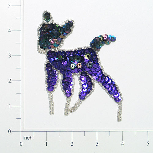 Deer Sequin Applique/Patch - SM130S - Purple Sequin & Beaded Appliques