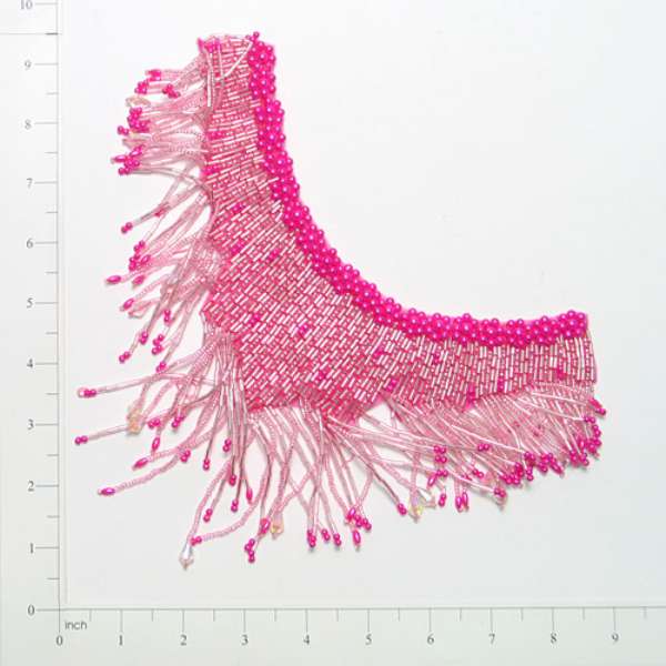 Collar With Fringe Applique/Patch 8" x 7" Fuchsia Sequin & Beaded Appliques