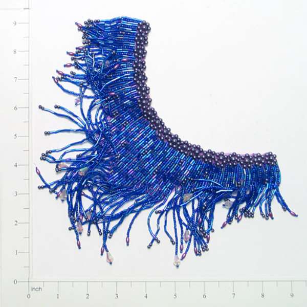 Collar With Fringe Applique/Patch 8" x 7" Purple Sequin & Beaded Appliques