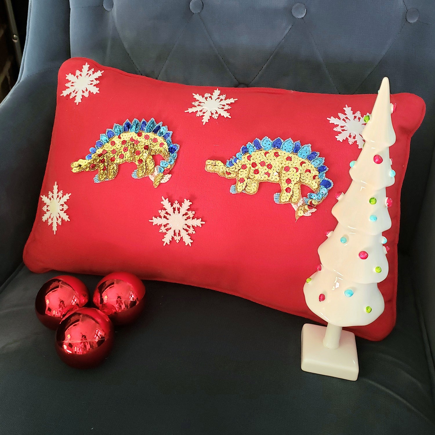 4 1/4" x 4 1/4" Brontosaurus Dinosaur Sequin Applique/Patch - Multi Colors Sequin & Beaded Appliques