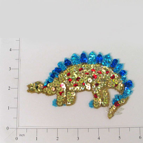 5 1/2" x 3 1/2" Pegosaurus Dinosaur Sequin Applique/Patch - Multi Colors Sequin & Beaded Appliques