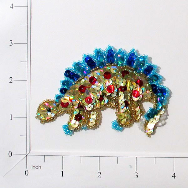 3 3/4" x 2 1/2" Pegosaurus Dinosaur Sequin Applique/Patch - Multi Colors Sequin & Beaded Appliques