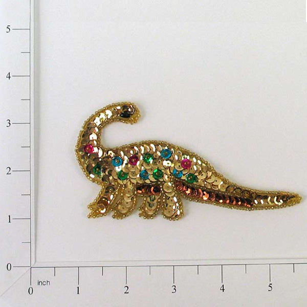 Barry Brachiosaurus Dinosaur Sequin Applique/Patch - Multi Colors Sequin & Beaded Appliques