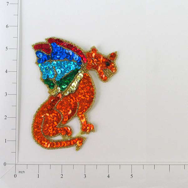 5" x 3 3/4" Harry the Dragon Sequin Applique/Patch - Multi Colors Appliques