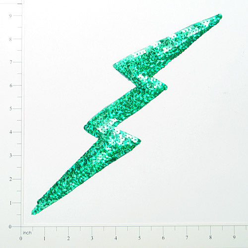 Prism Lightening Bolt Sequin Applique/Patch Kelly Green Sequin & Beaded Appliques