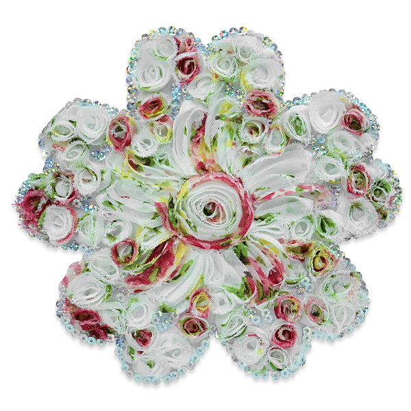Rolled Fabric Flower Applique/Patch - Multi Colors Appliques