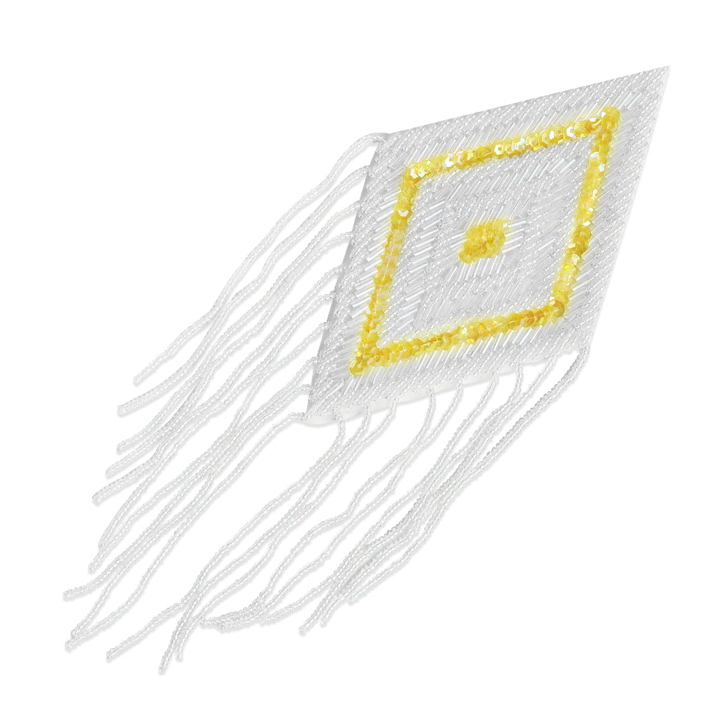 Diamond with Fringe Sequin Applique/Patch Crystal Aurora Borealis Sequin & Beaded Appliques