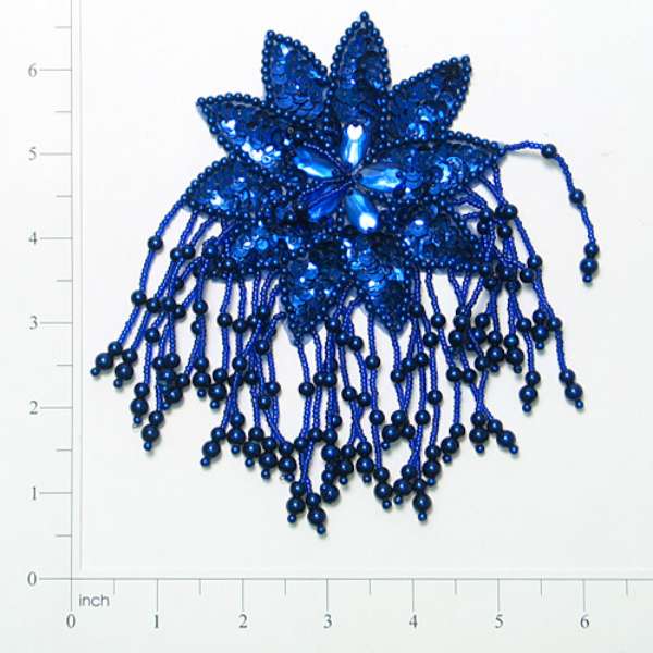 Sunburst Sequin Applique/Patch Royal Blue Sequin & Beaded Appliques