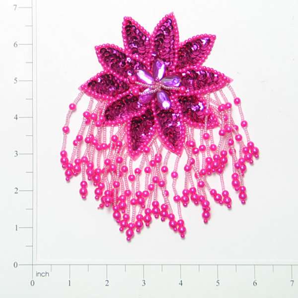 Sunburst Sequin Applique/Patch Fuchsia Sequin & Beaded Appliques