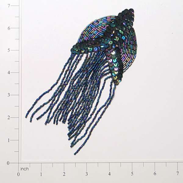 Epaulet Sequin Applique/Patch Black Aurora Borealis Sequin & Beaded Appliques