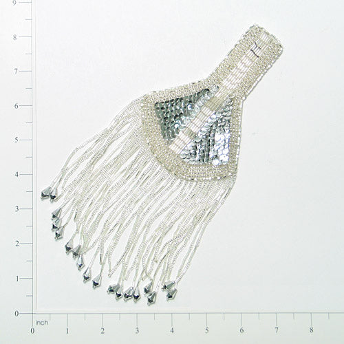Designer Epaulet Sequin Applique/Patch Silver Sequin & Beaded Appliques