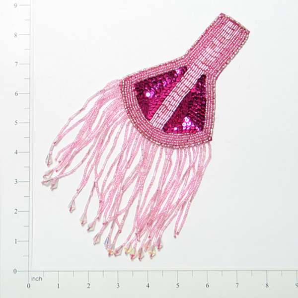 Designer Epaulet Sequin Applique/Patch Fuchsia Sequin & Beaded Appliques