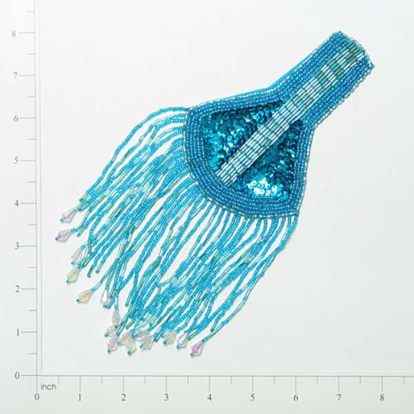 Designer Epaulet Sequin Applique/Patch Aqua Blue Sequin & Beaded Appliques
