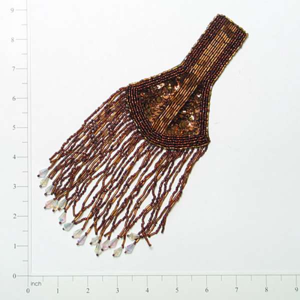 Designer Epaulet Sequin Applique/Patch Bronze Sequin & Beaded Appliques