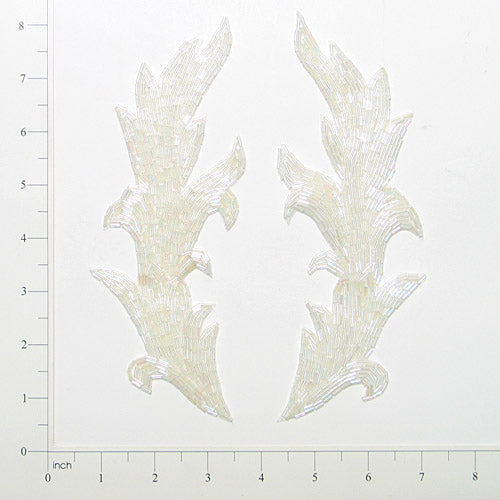 Lily Beaded Applique Pack of 2 Crystal Aurora Borealis Sequin & Beaded Appliques
