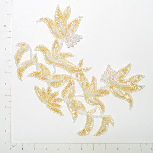 Bouquet Sequin Applique 10 1/2" x 8 1/2" Crystal Aurora Borealis Sequin & Beaded Appliques