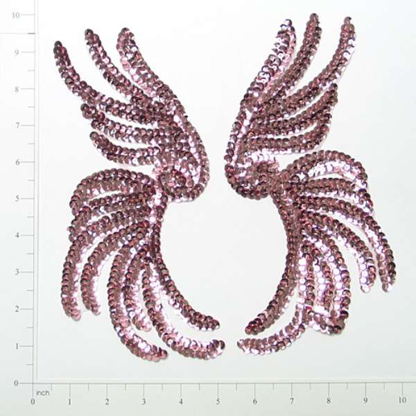 Seaweed Sequin Applique/Patch 9 1/2" x 4 1/2" Pack of 2 Mauve Sequin & Beaded Appliques