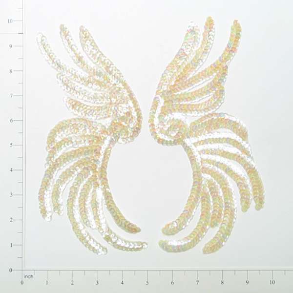 Seaweed Sequin Applique/Patch 9 1/2" x 4 1/2" Pack of 2 Crystal Aurora Borealis Sequin & Beaded Appliques