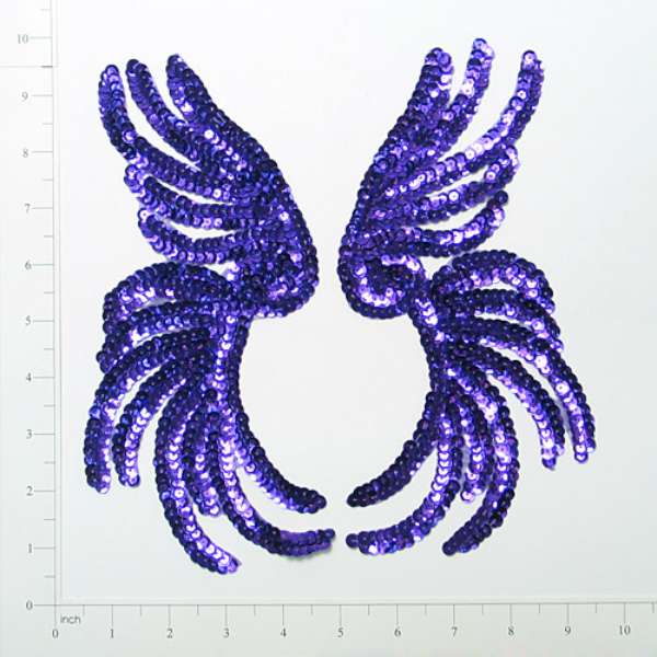 Seaweed Sequin Applique/Patch 9 1/2" x 4 1/2" Pack of 2 Purple Sequin & Beaded Appliques