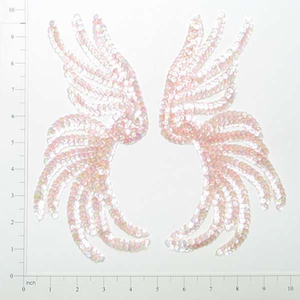 Seaweed Sequin Applique/Patch 9 1/2" x 4 1/2" Pack of 2 Light Pink Sequin & Beaded Appliques