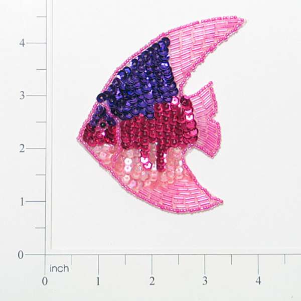 Tropical Fish Sequin Applique/Patch Pink Multi Sequin & Beaded Appliques