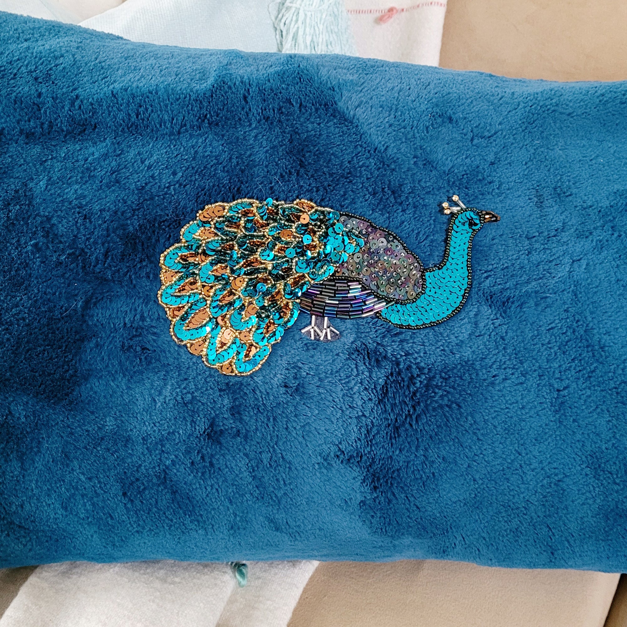7 1/2" x 3 3/4" Peacock Sequin Applique/Patch Appliques