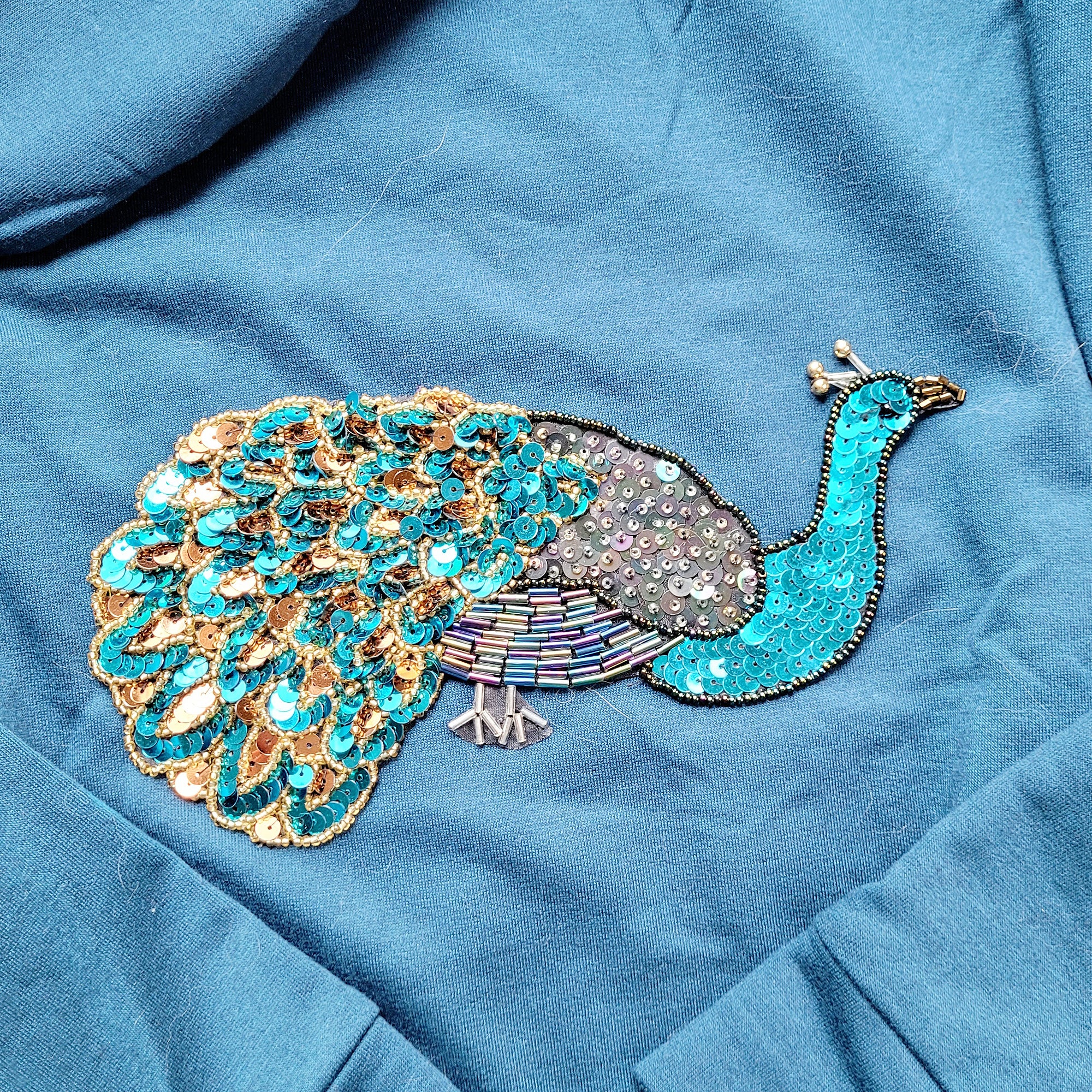 7 1/2" x 3 3/4" Peacock Sequin Applique/Patch Appliques