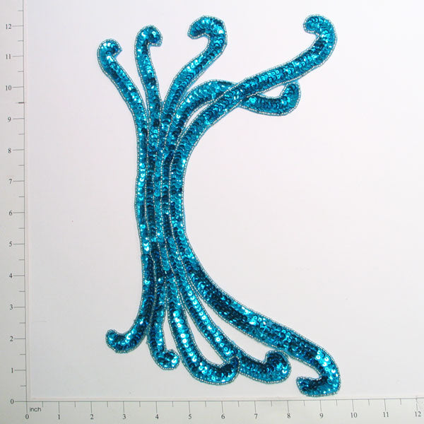 Long Swag Sequin Applique/Patch Aqua Blue Sequin & Beaded Appliques