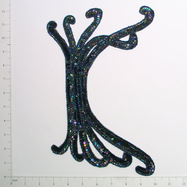 Long Swag Sequin Applique/Patch Black Aurora Borealis Sequin & Beaded Appliques