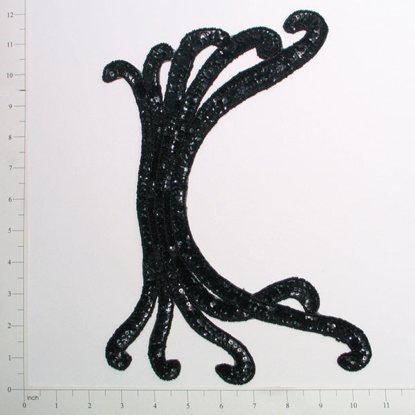 Long Swag Sequin Applique/Patch Black Sequin & Beaded Appliques