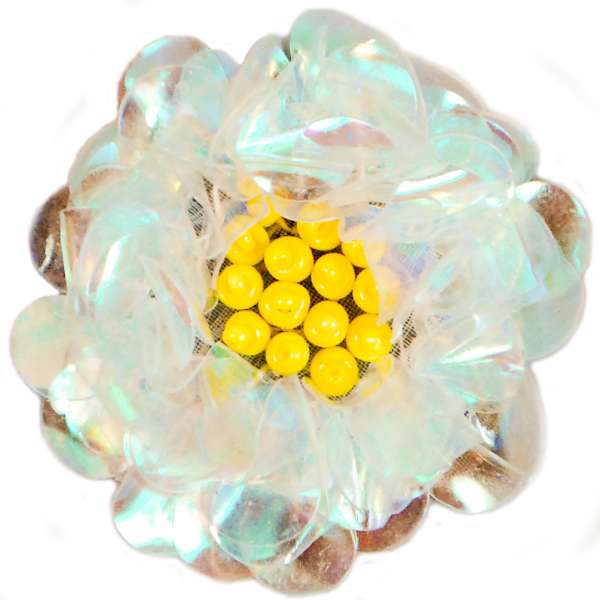 2" Twisted Sequin Flower Applique/Patch Crystal Aurora Borealis Sequin & Beaded Appliques