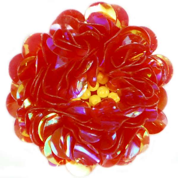2" Twisted Sequin Flower Applique/Patch Crystal Red Sequin & Beaded Appliques