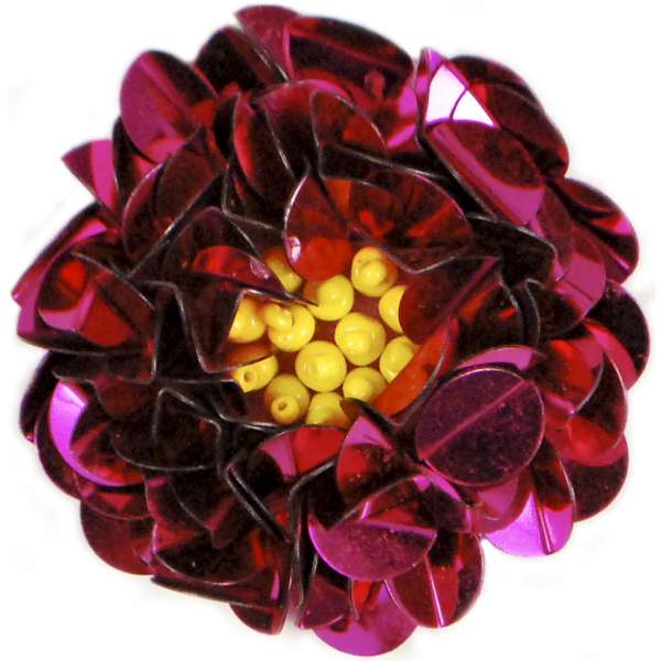 2" Twisted Sequin Flower Applique/Patch Fuchsia Sequin & Beaded Appliques