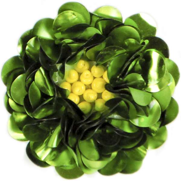 2" Twisted Sequin Flower Applique/Patch Lime Sequin & Beaded Appliques