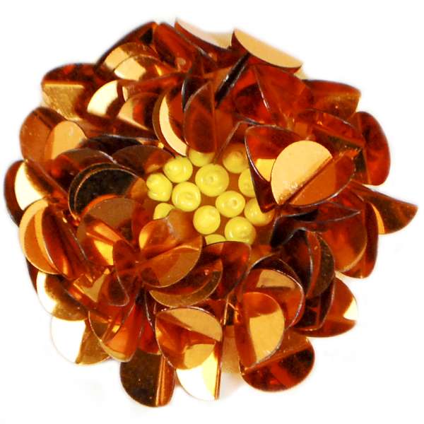 2" Twisted Sequin Flower Applique/Patch Orange Sequin & Beaded Appliques