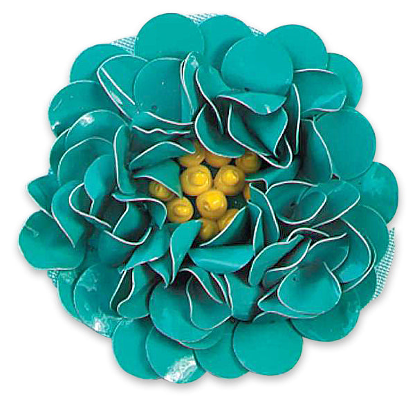 2" Twisted Sequin Flower Applique/Patch Turquoise Sequin & Beaded Appliques