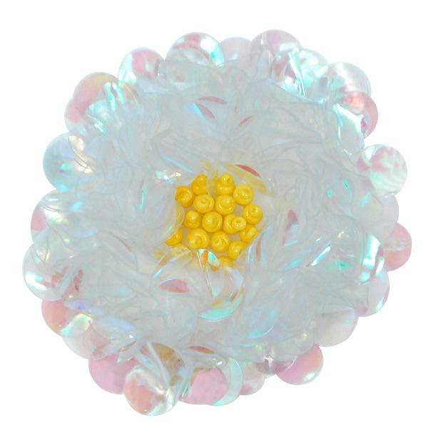 3" Twisted Sequin Flower Applique/Patch Crystal Aurora Borealis Sequin & Beaded Appliques