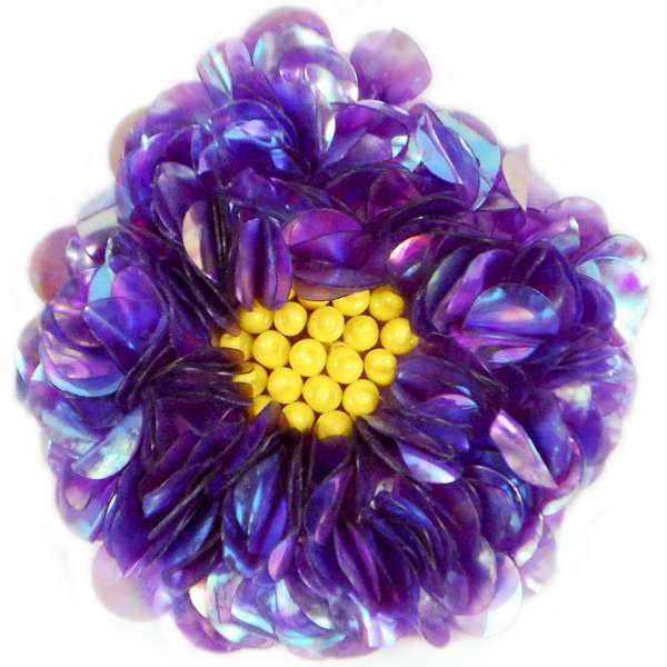 3" Twisted Sequin Flower Applique/Patch Crystal Purple Sequin & Beaded Appliques
