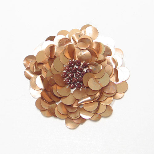 3" Twisted Sequin Flower Applique/Patch Matte Gold Sequin & Beaded Appliques