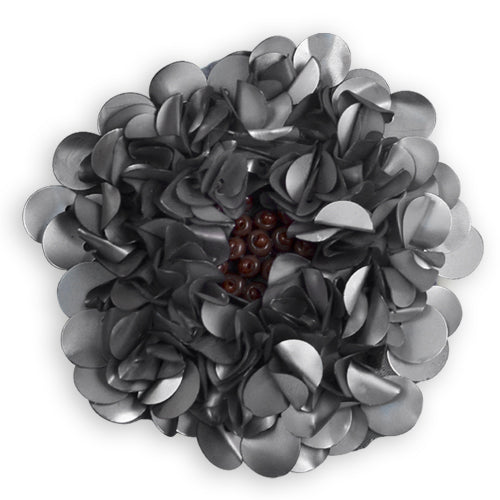 3" Twisted Sequin Flower Applique/Patch Matte Gray Sequin & Beaded Appliques