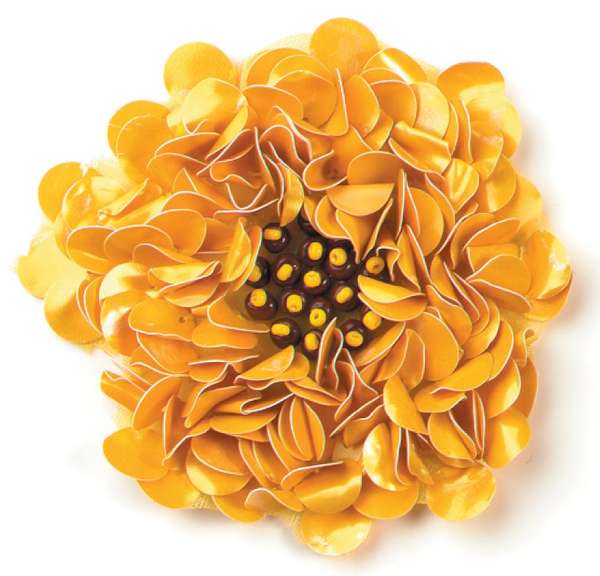 3" Twisted Sequin Flower Applique/Patch Mustard Sequin & Beaded Appliques