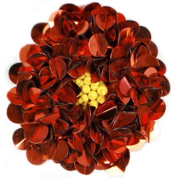 3" Twisted Sequin Flower Applique/Patch Red Sequin & Beaded Appliques