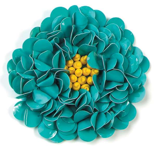 3" Twisted Sequin Flower Applique/Patch Turquoise Sequin & Beaded Appliques